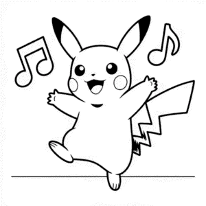Desenho do Pikachu Dançando para Colorir