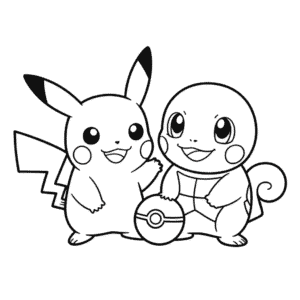 Desenho do Pikachu e do Squirtle para Colorir