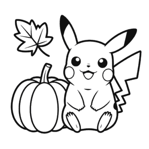 Desenho do Pikachu no Dia de Ação de Graças para Colorir