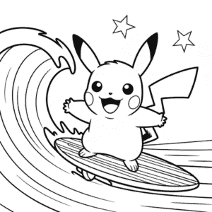 Desenho do Pikachu Surfista para Colorir