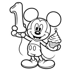Desenho do Primeiro Aniversário do Mickey Mouse para Colorir