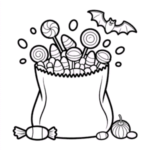 Desenho do Saco de Doces de Halloween para Colorir