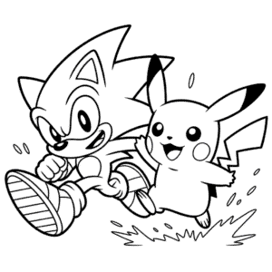Desenho do Sonic e Pikachu para Colorir