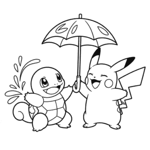 Desenho do Squirtle e Pikachu para Colorir