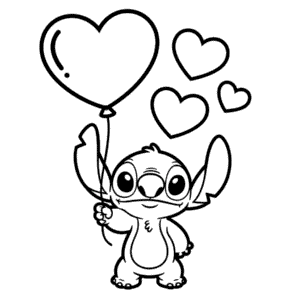 Desenho do Stitch de Dia dos Namorados para Colorir