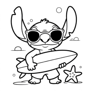 Desenho do Stitch de Verão para Colorir