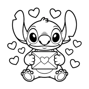 Desenho do Stitch Dia dos Namorados para Colorir