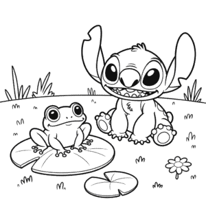 Desenho do Stitch e do Sapo para Colorir