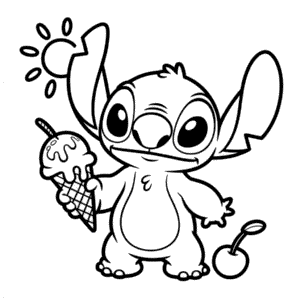 Desenho do Stitch e do Sorvete para Colorir