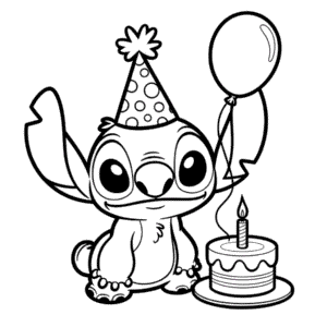 Desenho do Stitch Feliz Aniversário para Colorir
