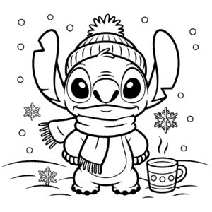 Desenho do Stitch Inverno para Colorir