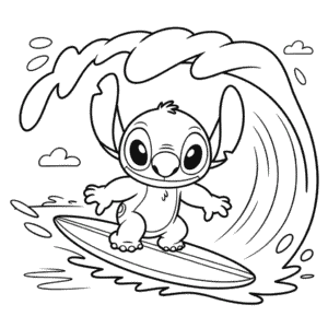 Desenho do Stitch Surfando para Colorir