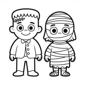 Desenho dos Personagens de Desenho Animado do Halloween para Colorir