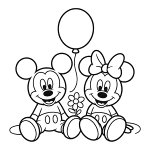 Desenho Fácil do Mickey e da Minnie para Colorir