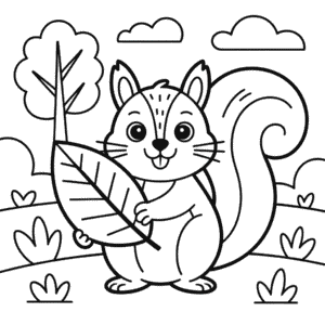 Desenho Fácil e Fofo do Outono para Colorir