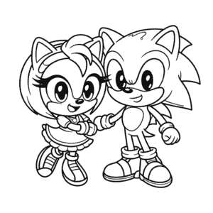 Desenho da Amy e Sonic para Colorir