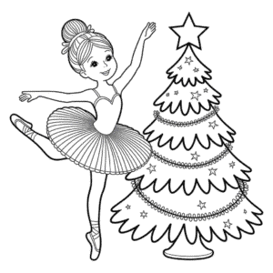 Desenho da Bailarina de Natal para Colorir