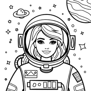 Desenho da Barbie Astronauta para Colorir
