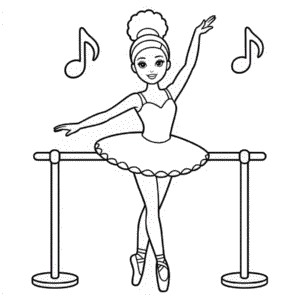Desenho da Barbie Bailarina Afro-Americana para Colorir