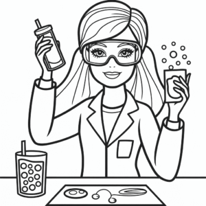 Desenho da Barbie Cientista para Colorir