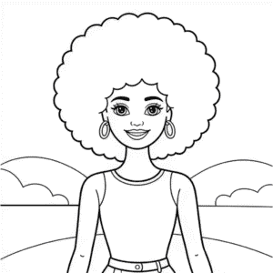 Desenho da Barbie com Afro para Colorir