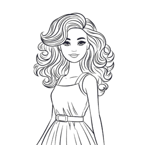 Desenho da Barbie com Cabelo Longo para Colorir