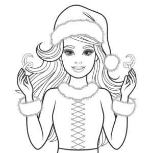 Desenho da Barbie Elfa do Natal para Colorir