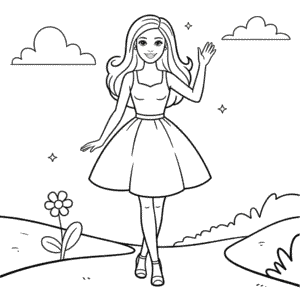 Desenho da Barbie Feliz para Colorir