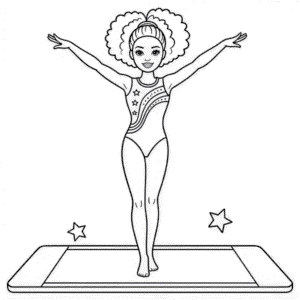 Desenho da Barbie Ginasta Afro-Americana para Colorir