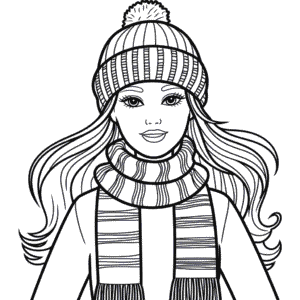 Desenho da Barbie Inverno para Colorir