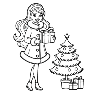 Desenho da Barbie Natal para Colorir