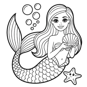 Desenho da Barbie Sereia para Colorir