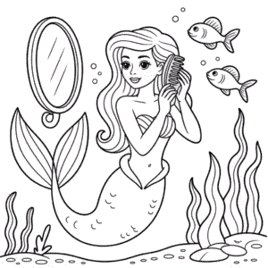 Desenho da Bela Sereia para Colorir