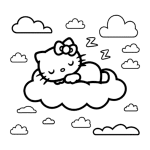 Desenho da Hello Kitty Dormindo para Colorir