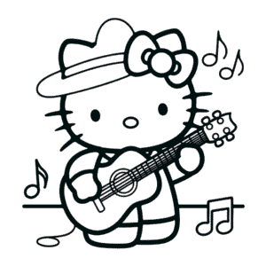 Desenho da Hello Kitty Música para Colorir