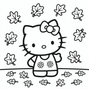 Desenho da Hello Kitty no Outono para Colorir