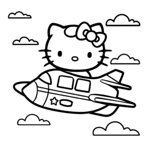 Desenho da Hello Kitty Piloto para Colorir