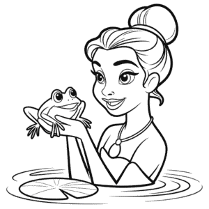 Desenho da Princesa da Disney e o Sapo para Colorir