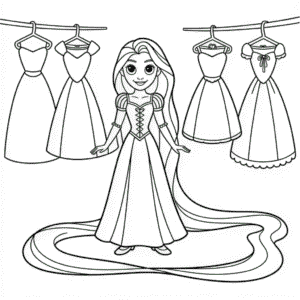 Desenho da Princesa Disney para Vestir para Colorir