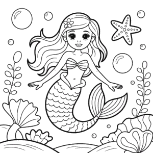 Desenho da Sereia Bonita para Colorir