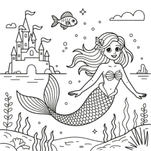 Desenho da Sereia Fantástica para Colorir