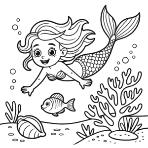 Desenho da Sereia para Imprimir e Colorir