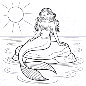 Desenho da Sereia Realista para Colorir