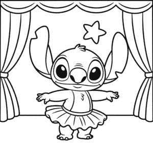 Desenho da Stitch Bailarina para Colorir