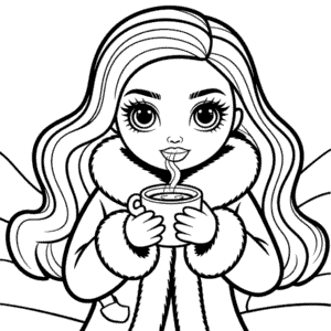 Desenho das Bratz no Inverno para Colorir