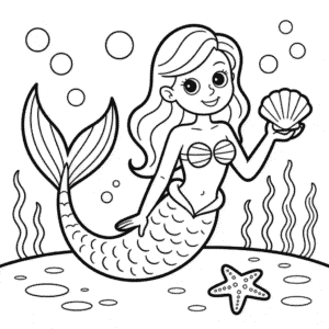 Desenho de Sereia Realista para Colorir