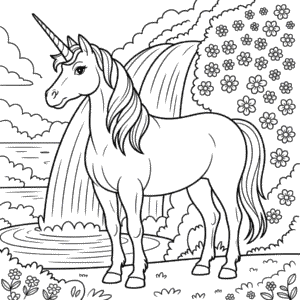 Desenho de Unicórnio Realista Bonito para Colorir