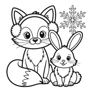 Desenho do Adorável Animal do Inverno para Colorir