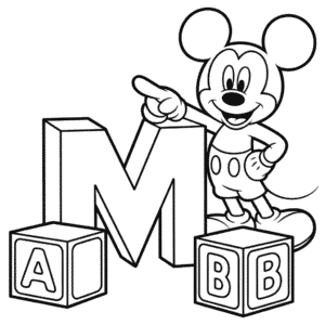 Desenho do Alfabeto do Mickey Mouse para Colorir