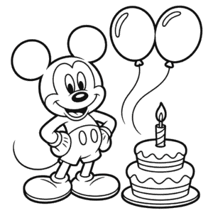 Desenho do Aniversário do Mickey Mouse para Colorir